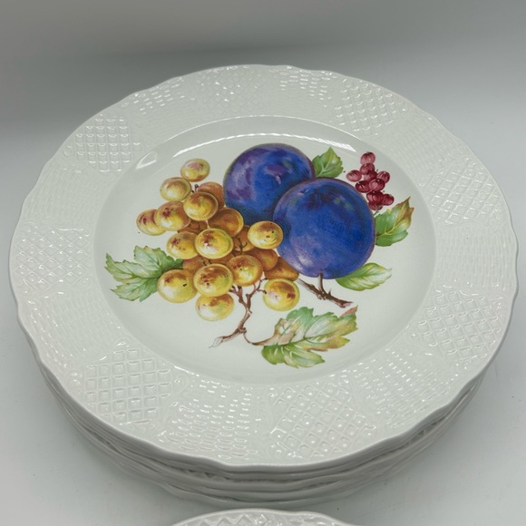 Marlborough Old English Simpsons Set Of 12 Ironstone Salad Plates Fruit Design - Picture 6 of 12